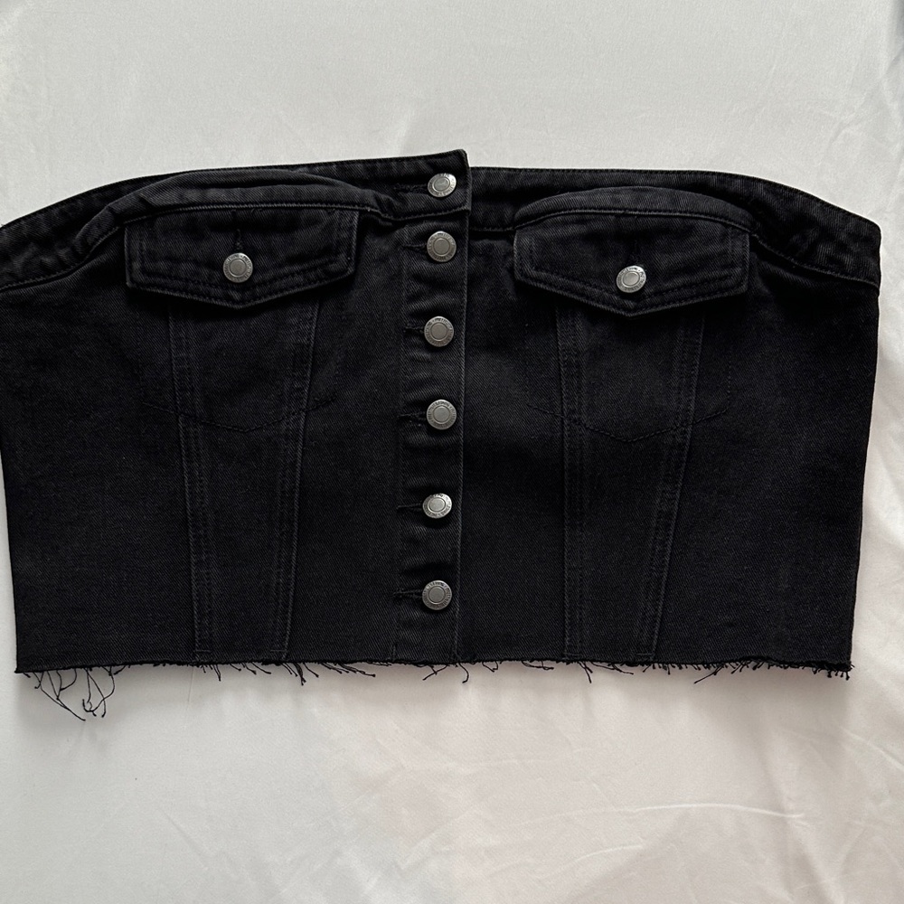 PrettyLittleThing Black Denim Corset